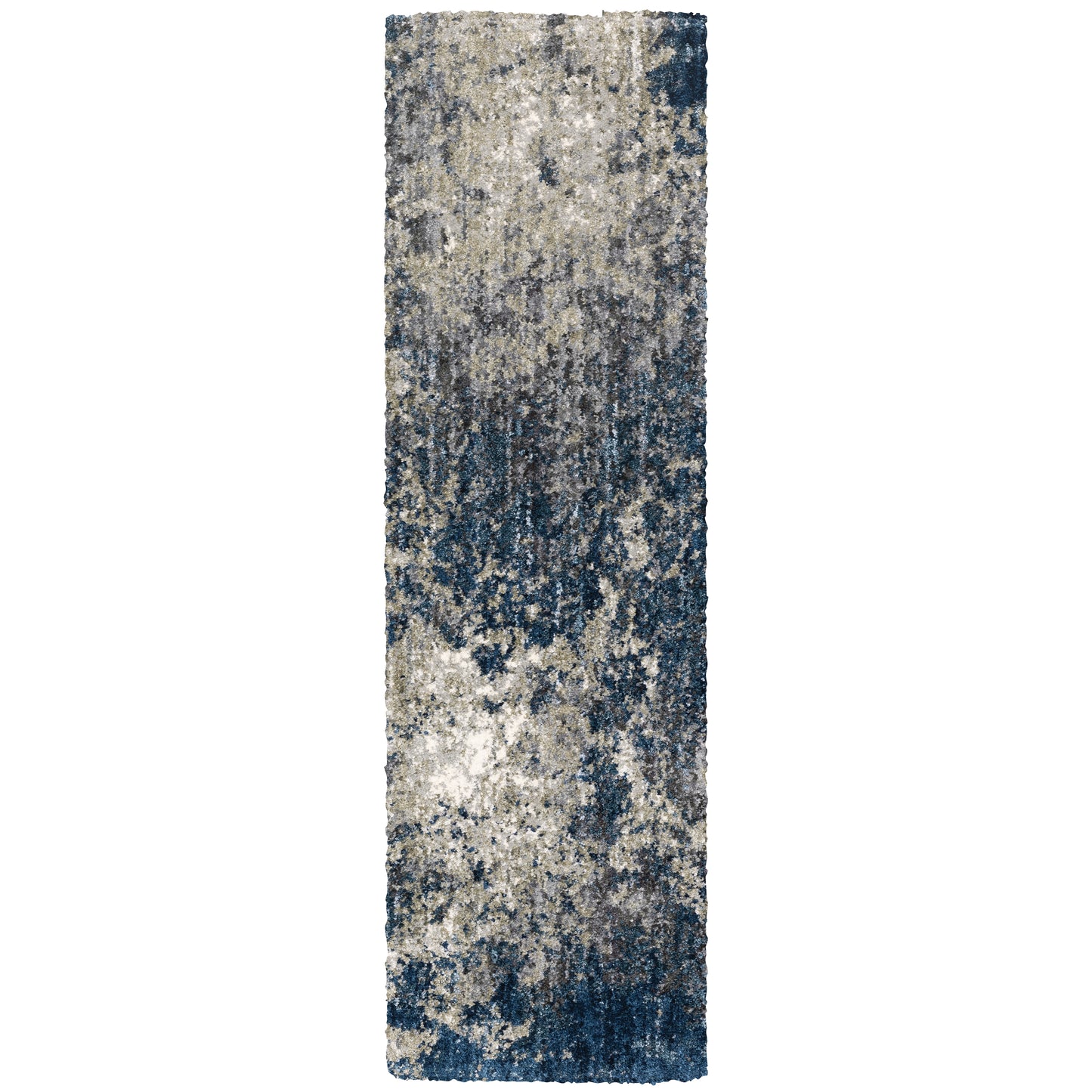 Aspen Blue Grey Shag Abstract Indoor Rug