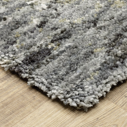 Aspen Grey Ivory Shag Abstract Indoor Rug