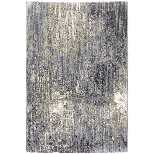 Aspen Grey Ivory Shag Abstract Indoor Rug