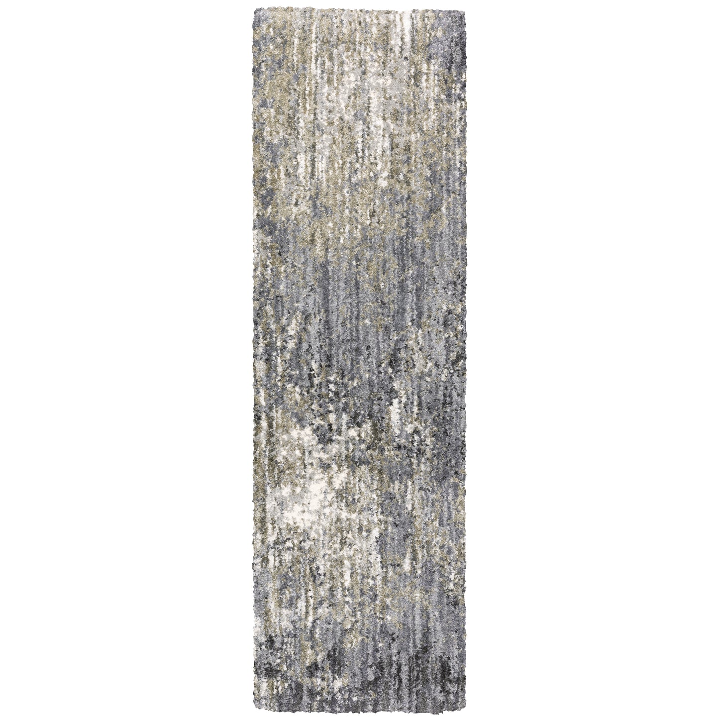 Aspen Grey Ivory Shag Abstract Indoor Rug