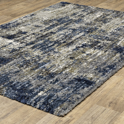 Aspen Grey Blue Shag Abstract Indoor Rug