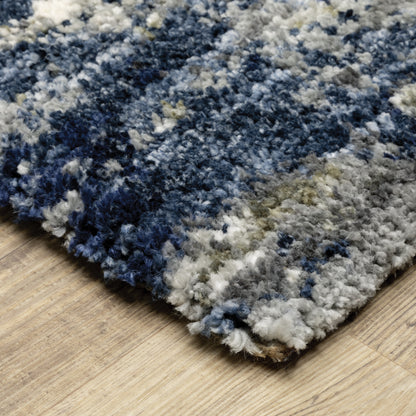 Aspen Grey Blue Shag Abstract Indoor Rug