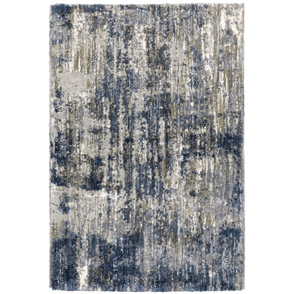 Aspen Grey Blue Shag Abstract Indoor Rug