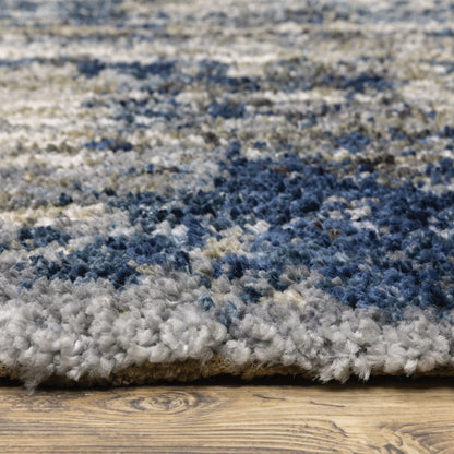 Aspen Grey Blue Shag Abstract Indoor Rug