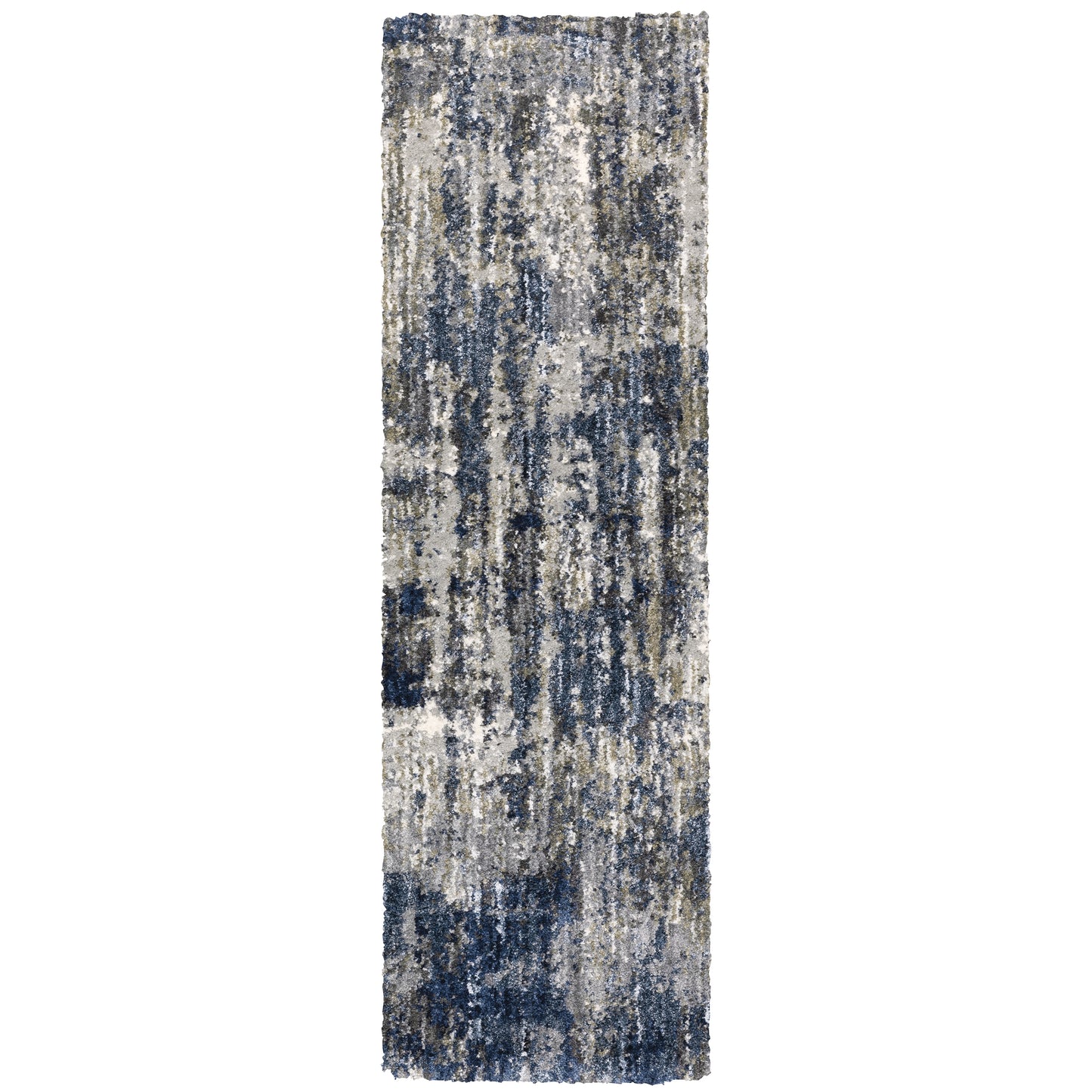 Aspen Grey Blue Shag Abstract Indoor Rug