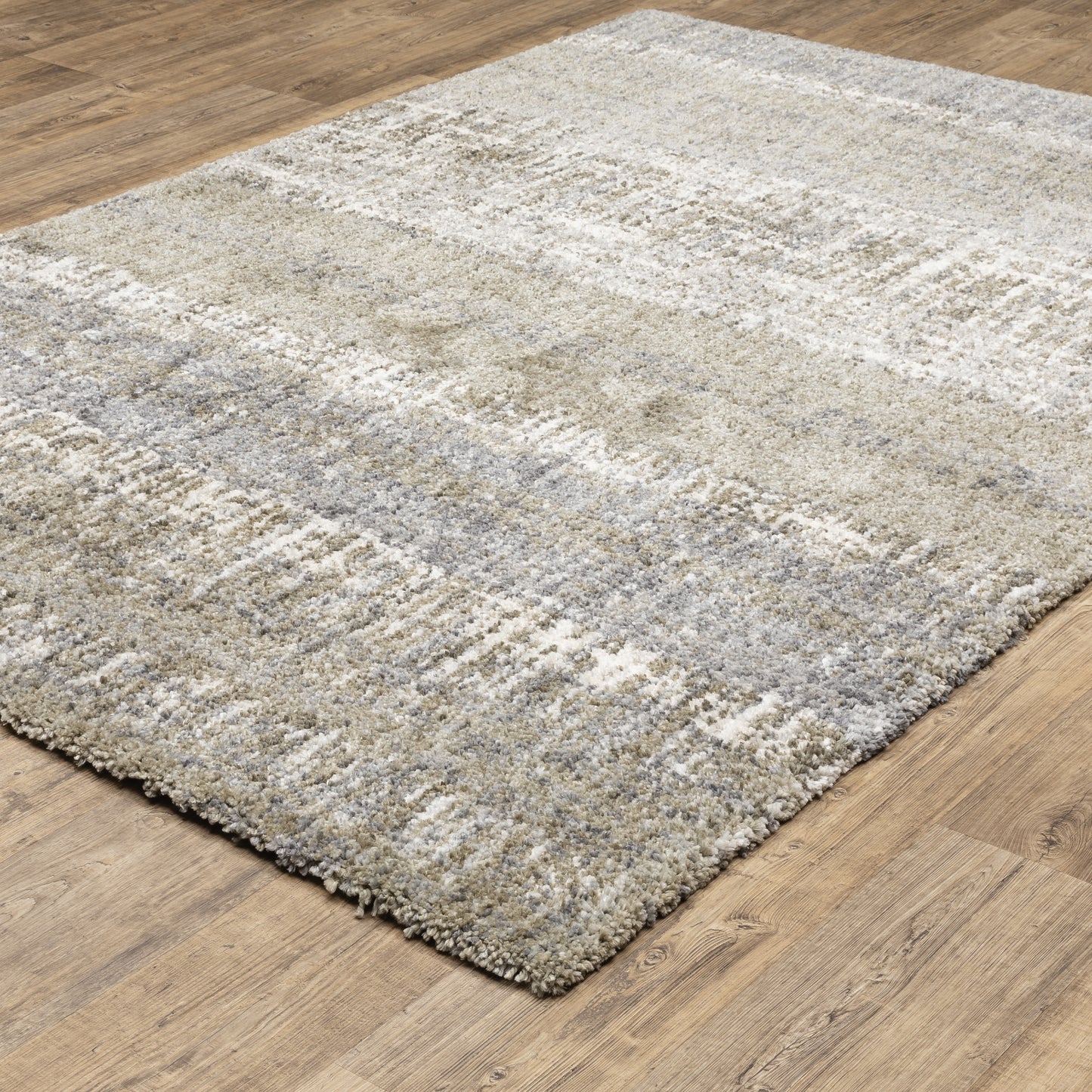 Aspen Grey Ivory Shag Abstract Indoor Rug