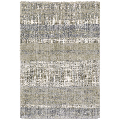 Aspen Grey Ivory Shag Abstract Indoor Rug