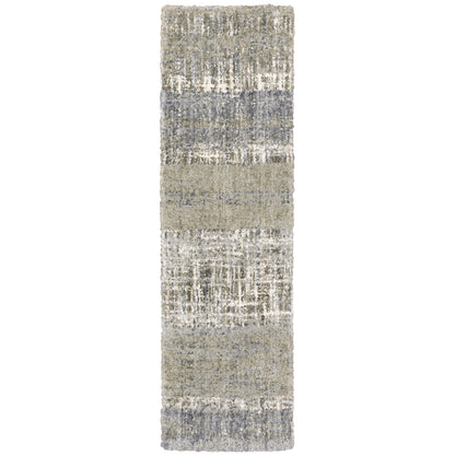 Aspen Grey Ivory Shag Abstract Indoor Rug