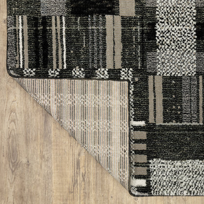 Atlas Black Grey Modern & Contemporary Geometric Indoor Rug