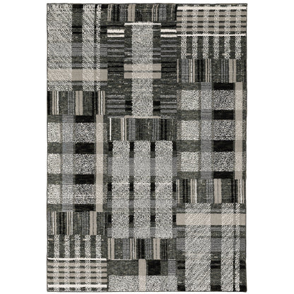 Atlas Black Grey Modern & Contemporary Geometric Indoor Rug