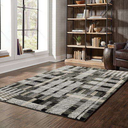 Atlas Black Grey Modern & Contemporary Geometric Indoor Rug