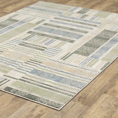 Atlas Blue Green Modern & Contemporary Geometric Indoor Rug