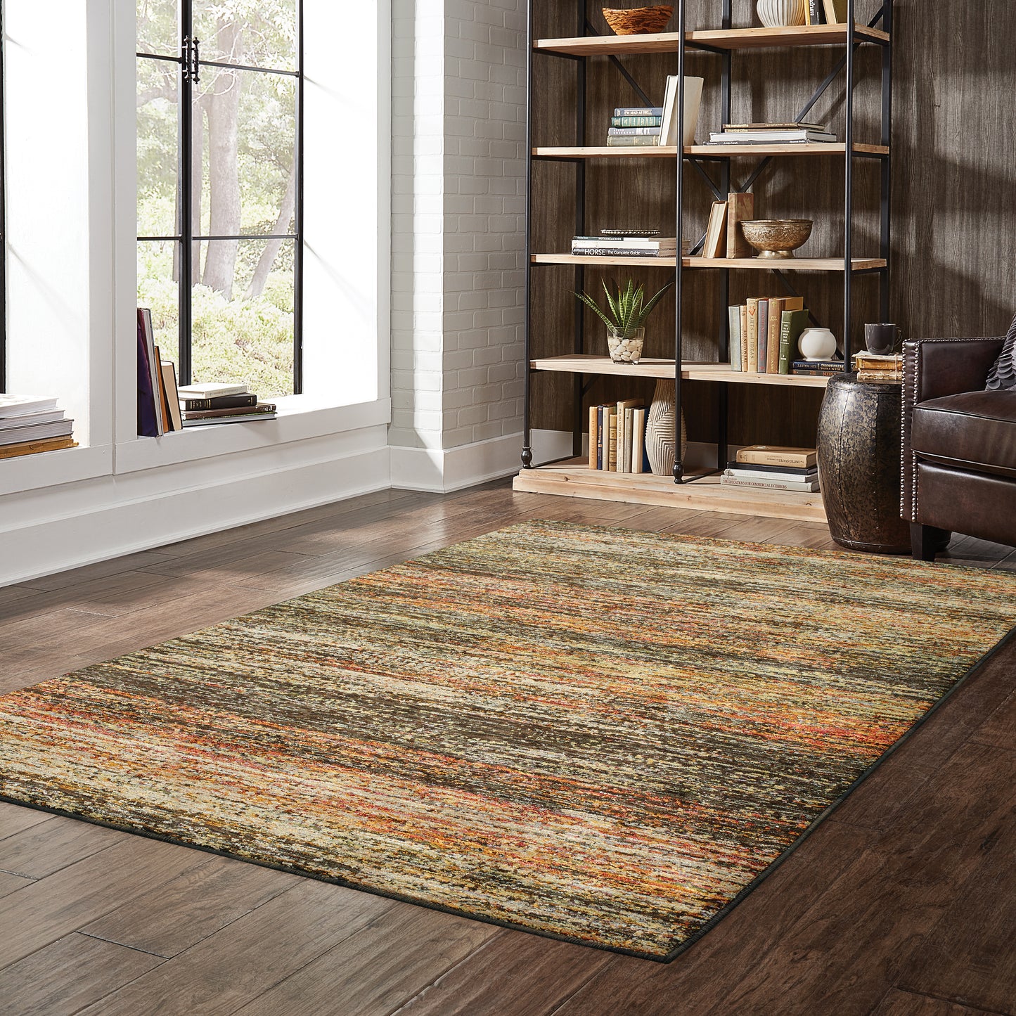 Atlas Gold Charcoal Transitional Abstract Indoor Rug