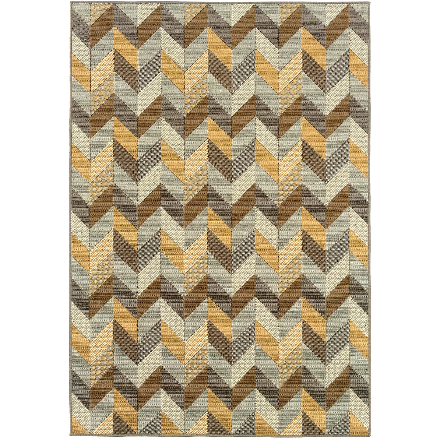 Bali Grey Gold Modern & Contemporary Geometric Indoor/Outdoor Rug