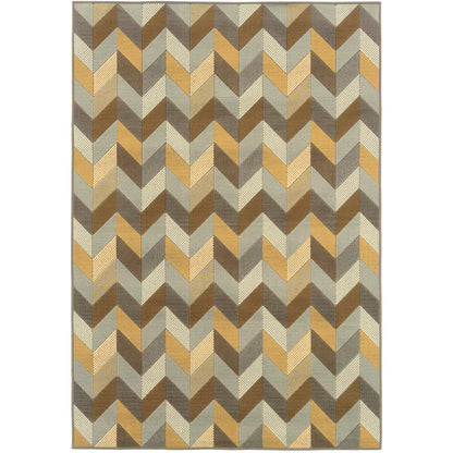 Bali Grey Gold Modern & Contemporary Geometric Indoor/Outdoor Rug