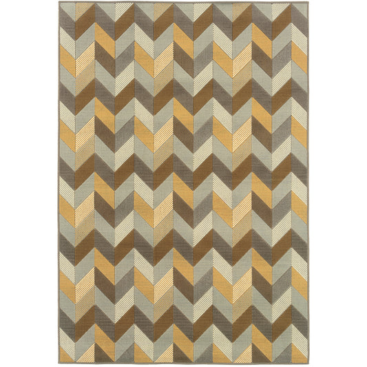 Bali Grey Gold Modern & Contemporary Geometric Indoor/Outdoor Rug