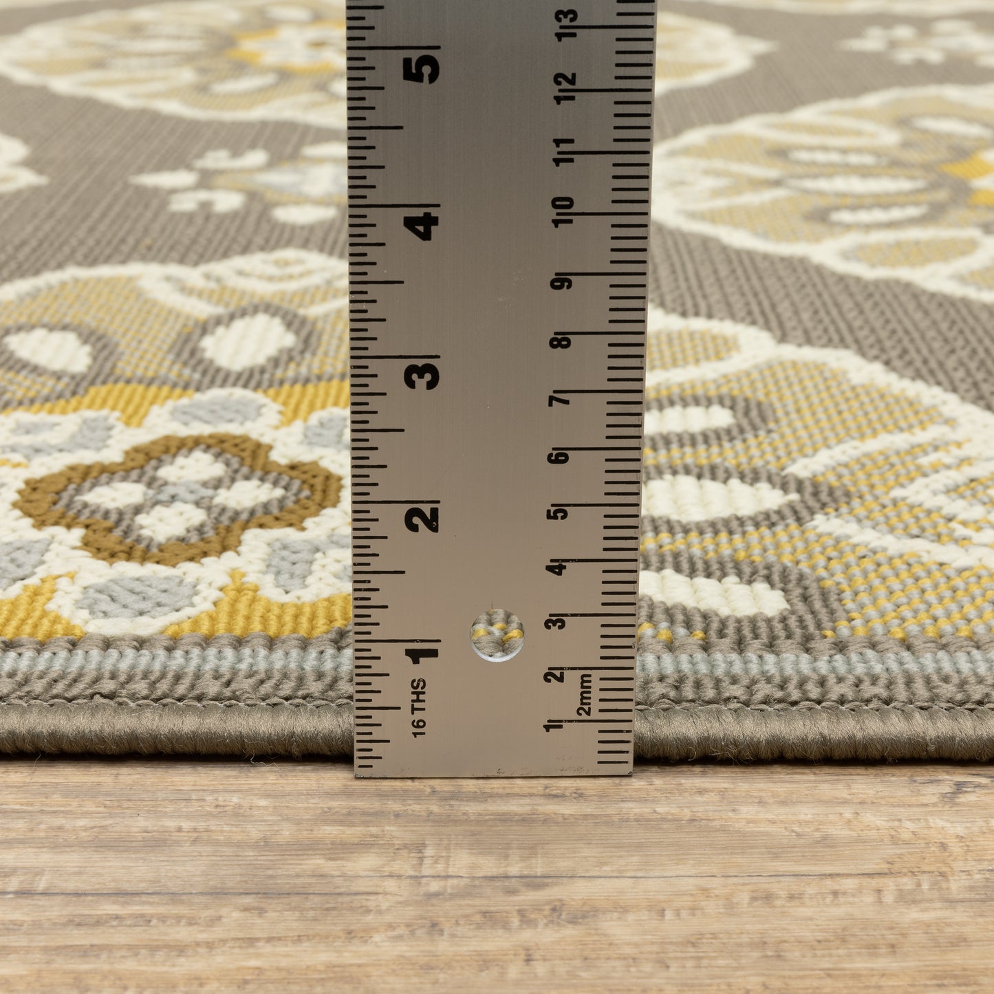 Bali Grey Gold Transitional Floral Indoor/Outdoor Rug