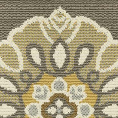 Bali Grey Gold Transitional Floral Indoor/Outdoor Rug