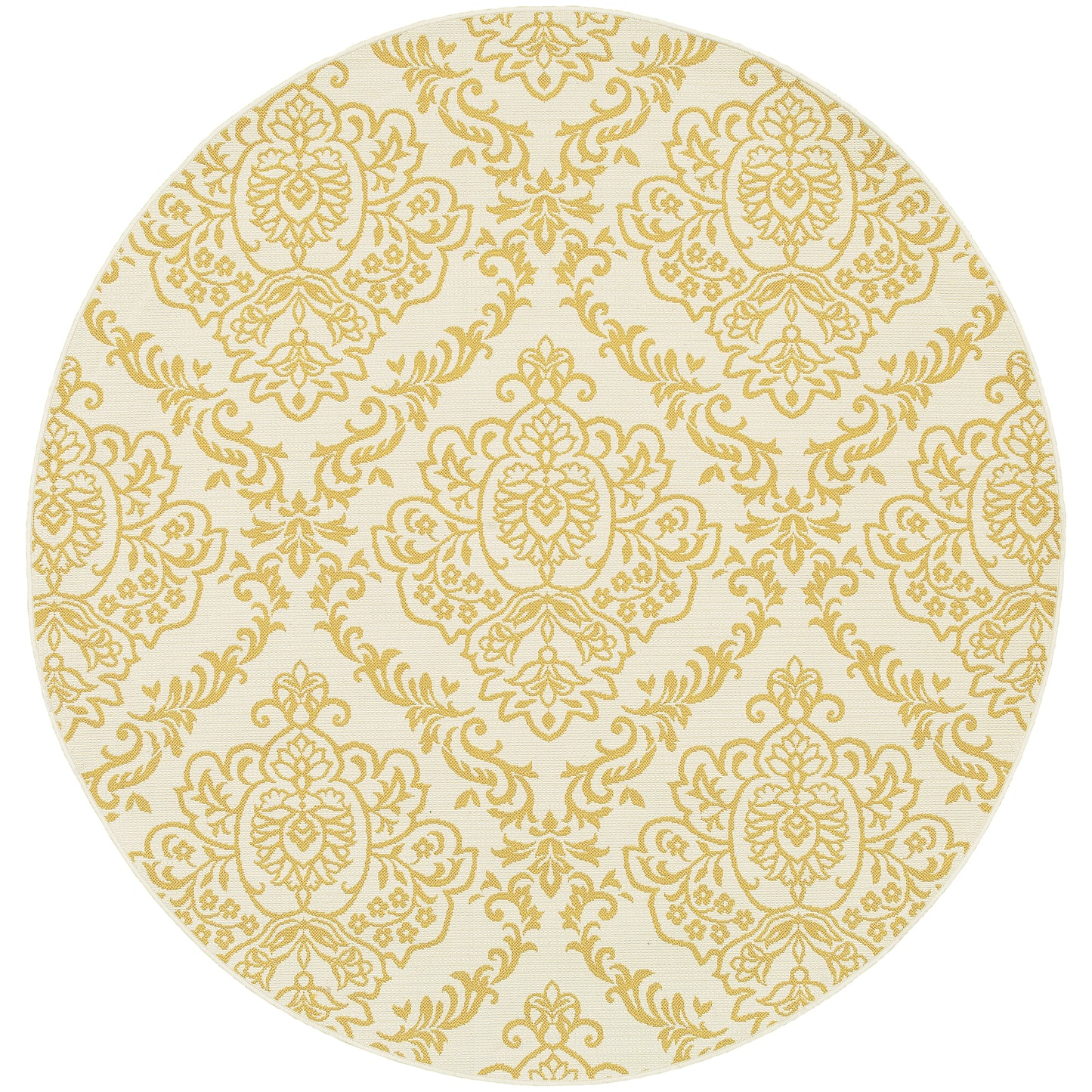 Bali Ivory Gold Transitional Floral Indoor/Outdoor Rug