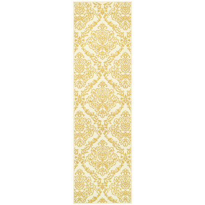 Bali Ivory Gold Transitional Floral Indoor/Outdoor Rug