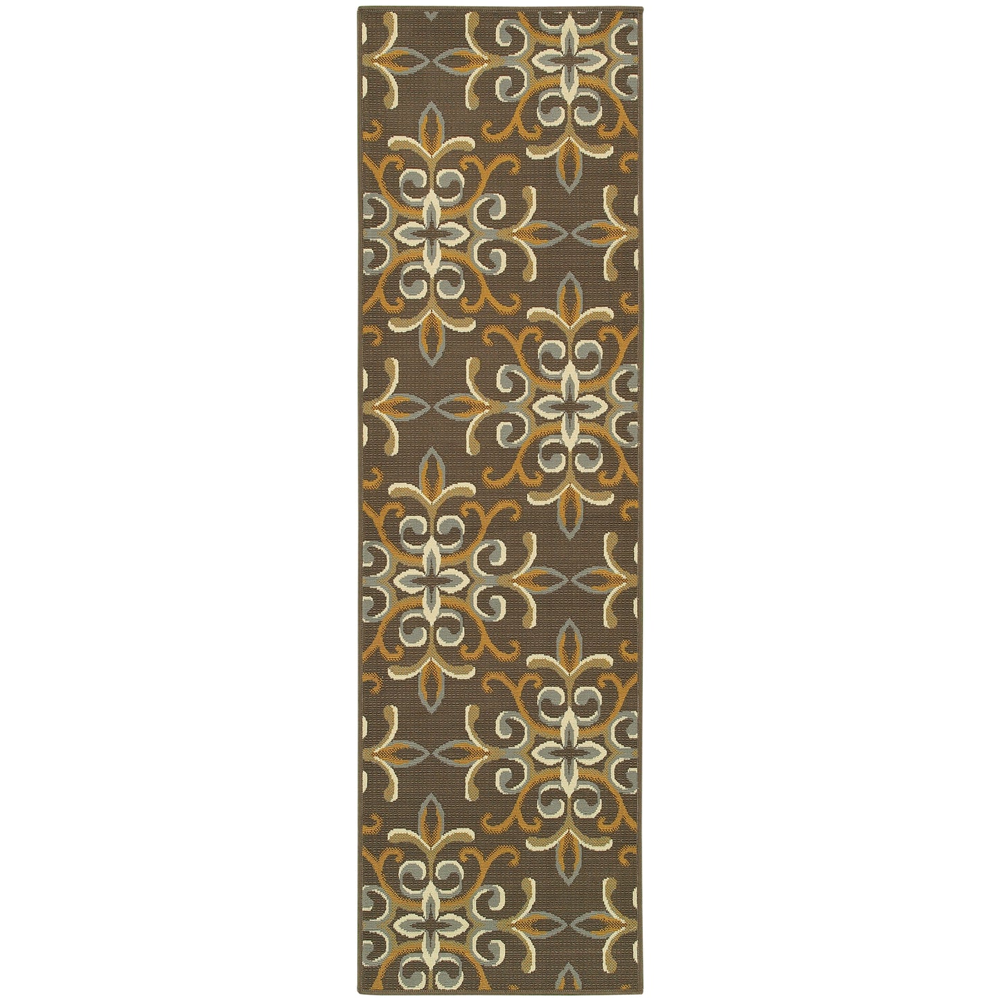 Bali Grey Gold Modern & Contemporary Floral Indoor/Outdoor Rug