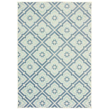 Barbados Blue Ivory Casual Geometric Indoor/Outdoor Rug