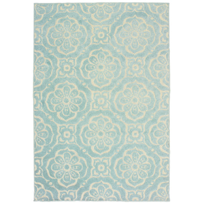 Barbados Blue Ivory Global Floral Indoor/Outdoor Rug