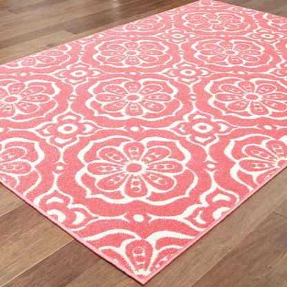 Barbados Pink Ivory Global Floral Indoor/Outdoor Rug