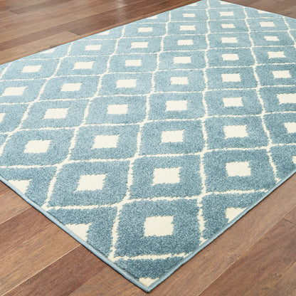 Barbados Blue Ivory Casual Geometric Indoor/Outdoor Rug