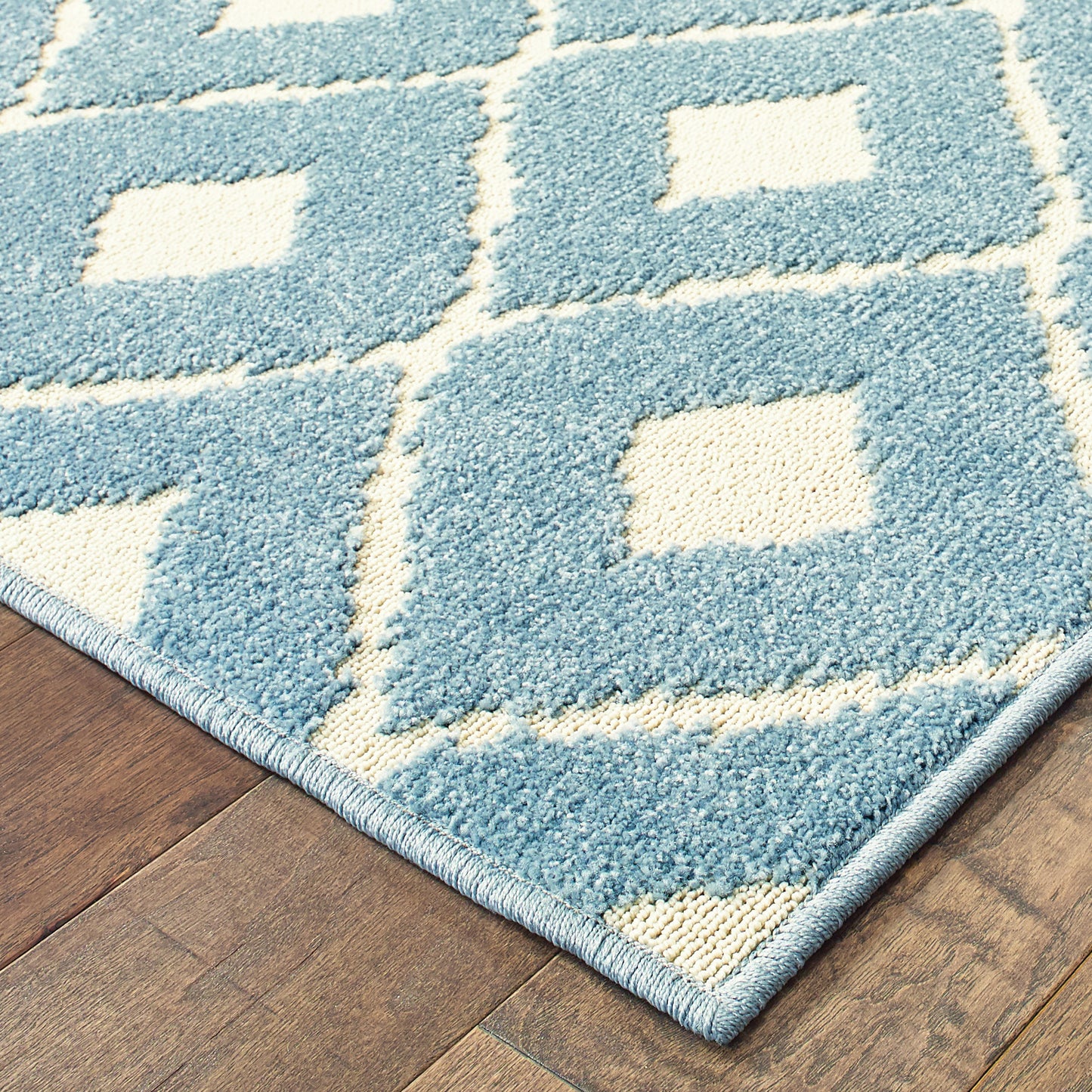 Barbados Blue Ivory Casual Geometric Indoor/Outdoor Rug