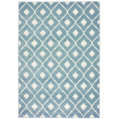 Barbados Blue Ivory Casual Geometric Indoor/Outdoor Rug