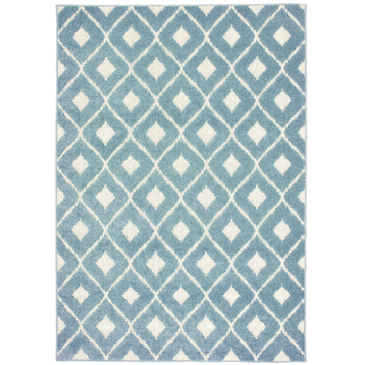 Barbados Blue Ivory Casual Geometric Indoor/Outdoor Rug