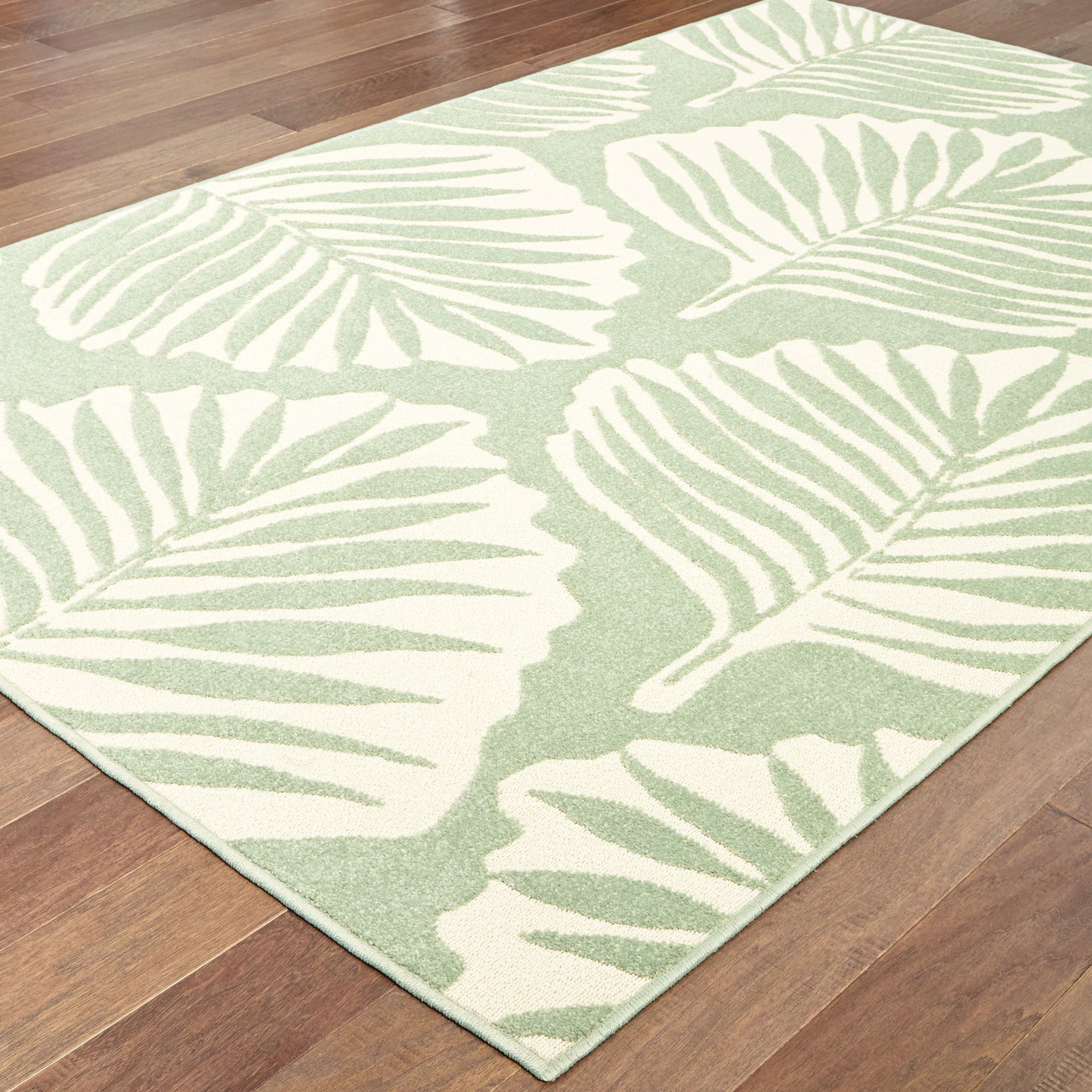 Barbados Green Ivory Tropical Floral Indoor/Outdoor Rug