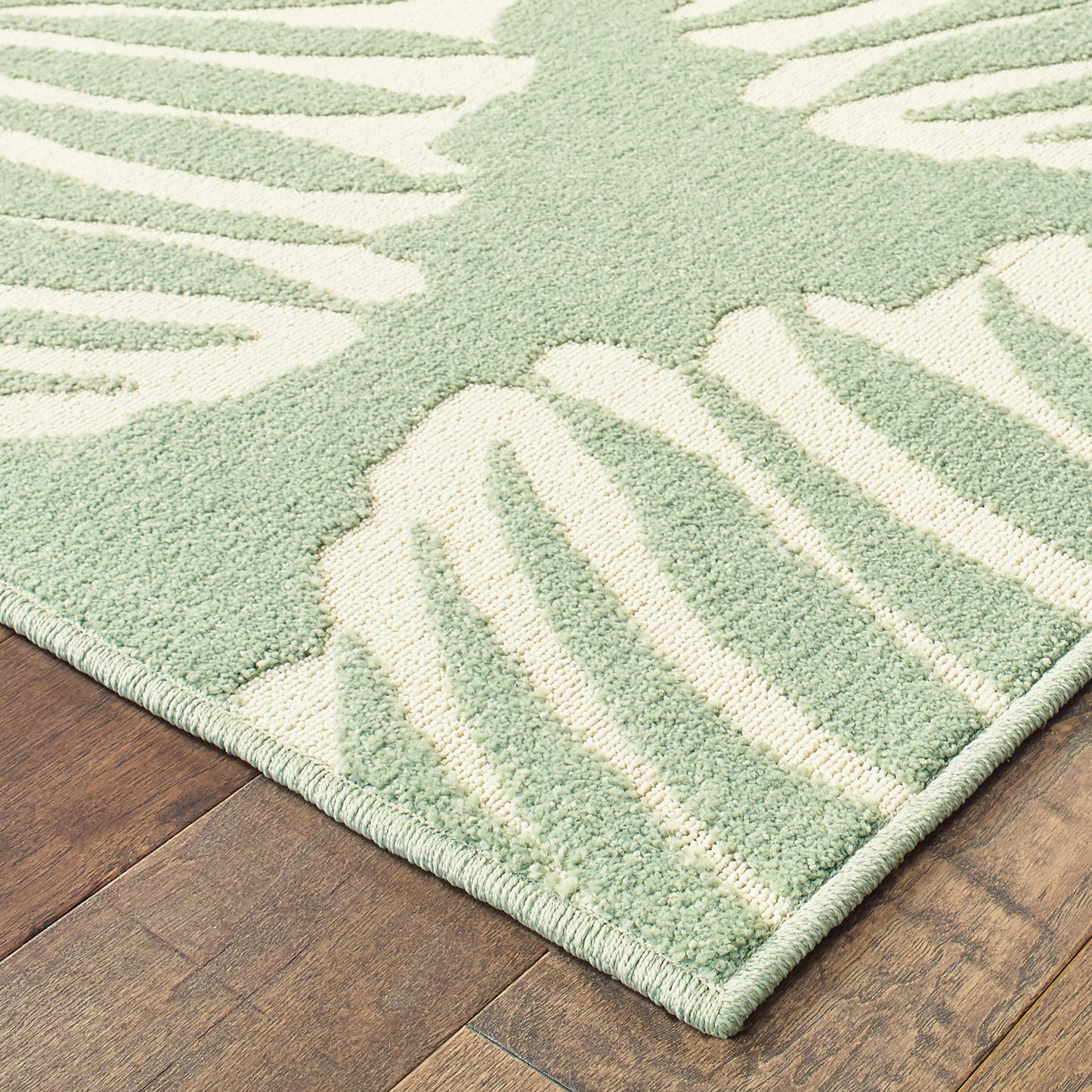 Barbados Green Ivory Tropical Floral Indoor/Outdoor Rug