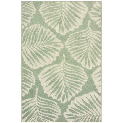 Barbados Green Ivory Tropical Floral Indoor/Outdoor Rug