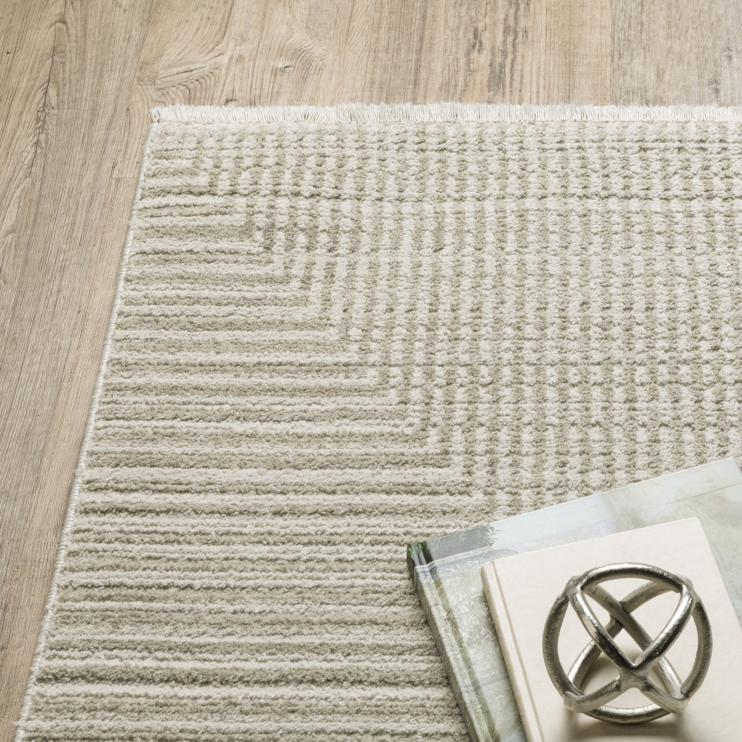 Bauer Beige Ivory Modern & Contemporary Geometric Indoor Rug