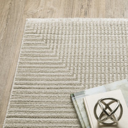 Bauer Beige Ivory Modern & Contemporary Geometric Indoor Rug