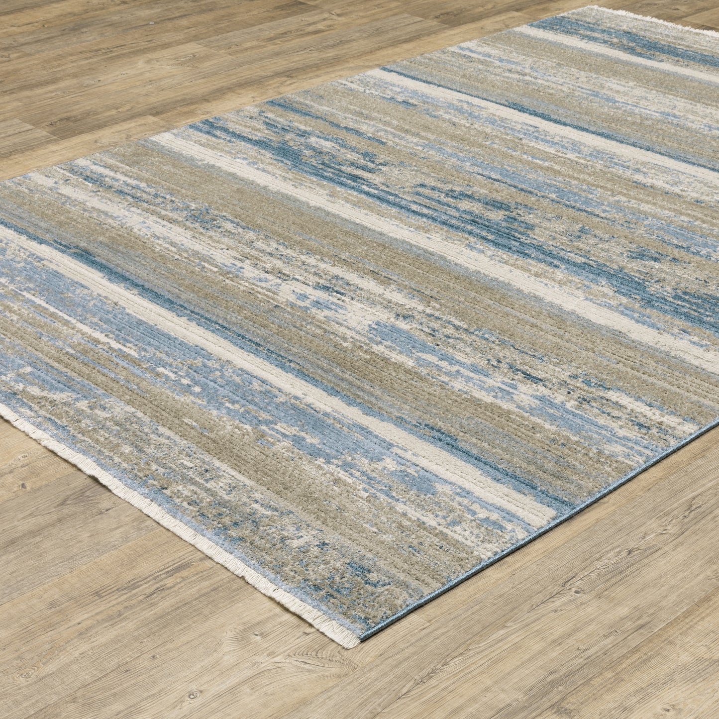 Bauer Blue Beige Modern & Contemporary Striped Indoor Rug