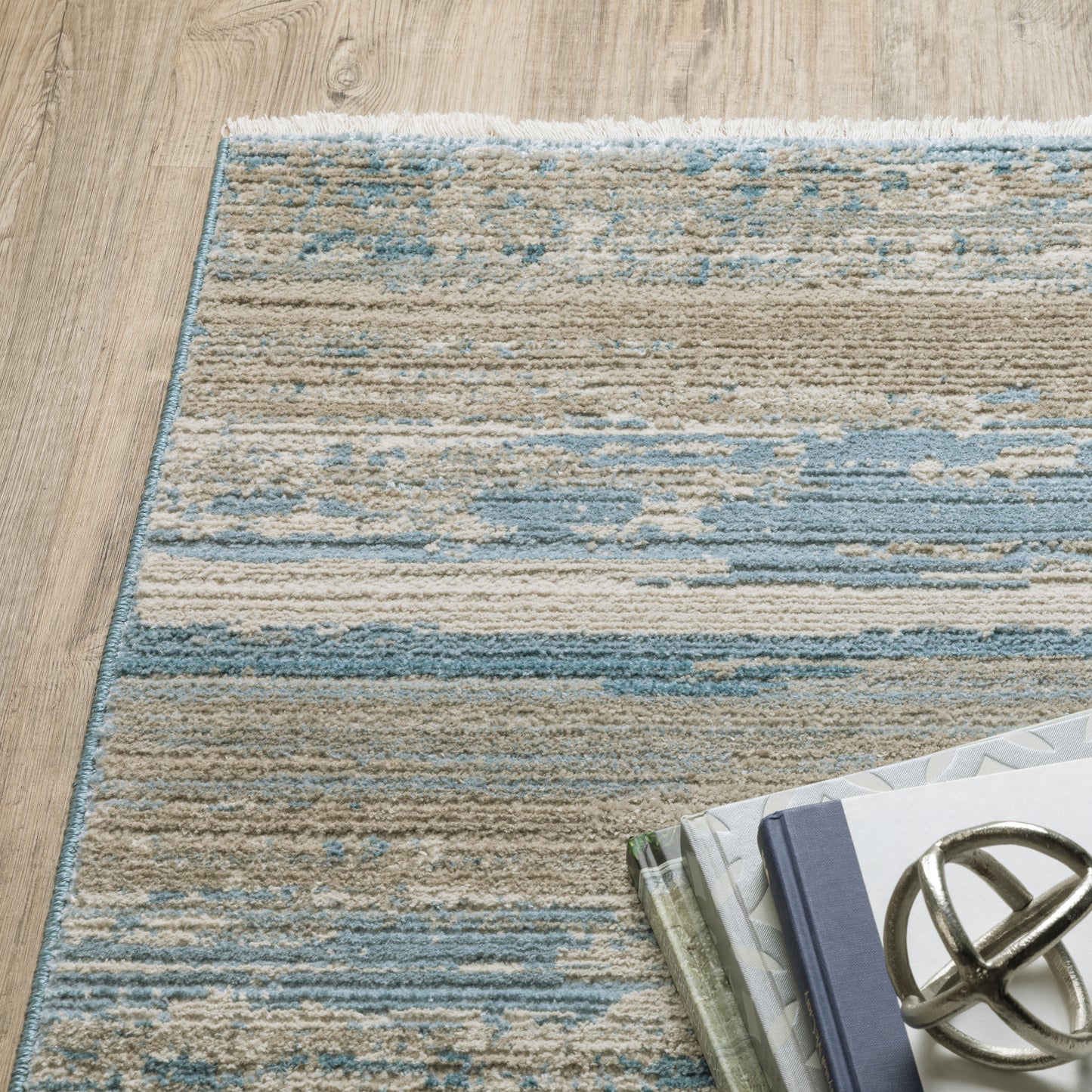 Bauer Blue Beige Modern & Contemporary Striped Indoor Rug