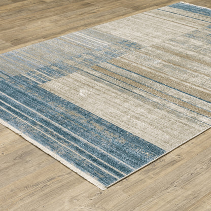 Bauer Blue Beige Modern & Contemporary Geometric Indoor Rug