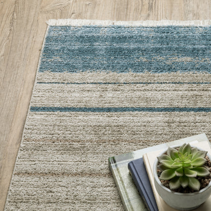 Bauer Blue Beige Modern & Contemporary Geometric Indoor Rug