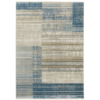 Bauer Blue Beige Modern & Contemporary Geometric Indoor Rug