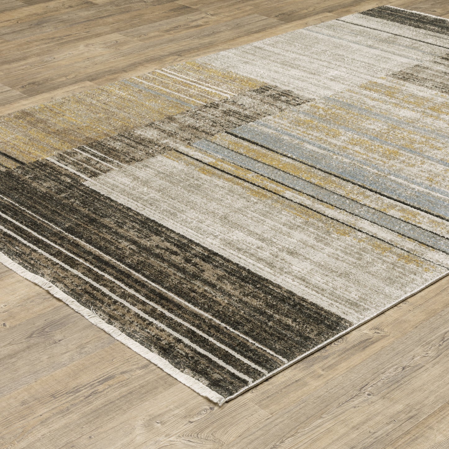 Bauer Beige Charcoal Modern & Contemporary Geometric Indoor Rug