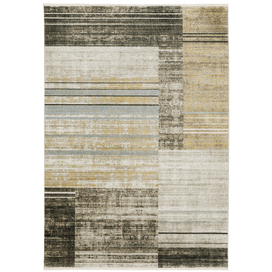 Bauer Beige Charcoal Modern & Contemporary Geometric Indoor Rug