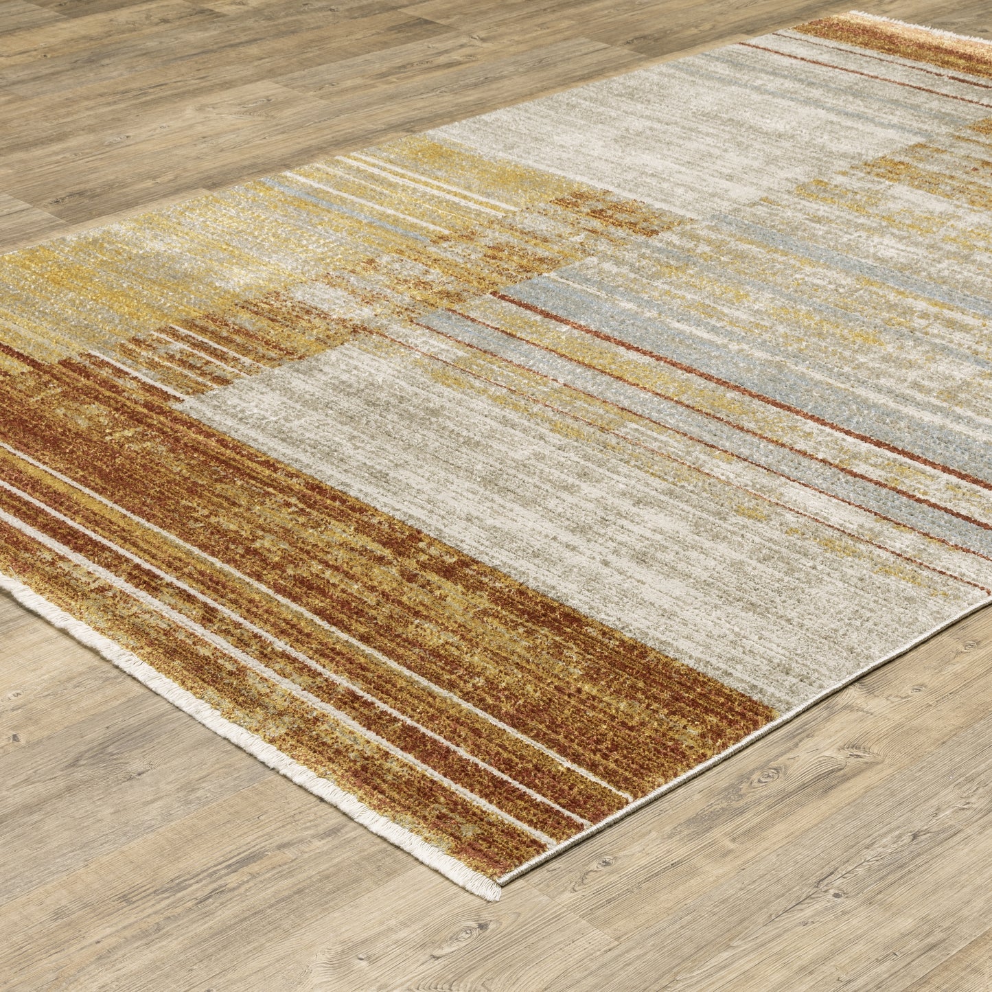 Bauer Rust Gold Modern & Contemporary Geometric Indoor Rug