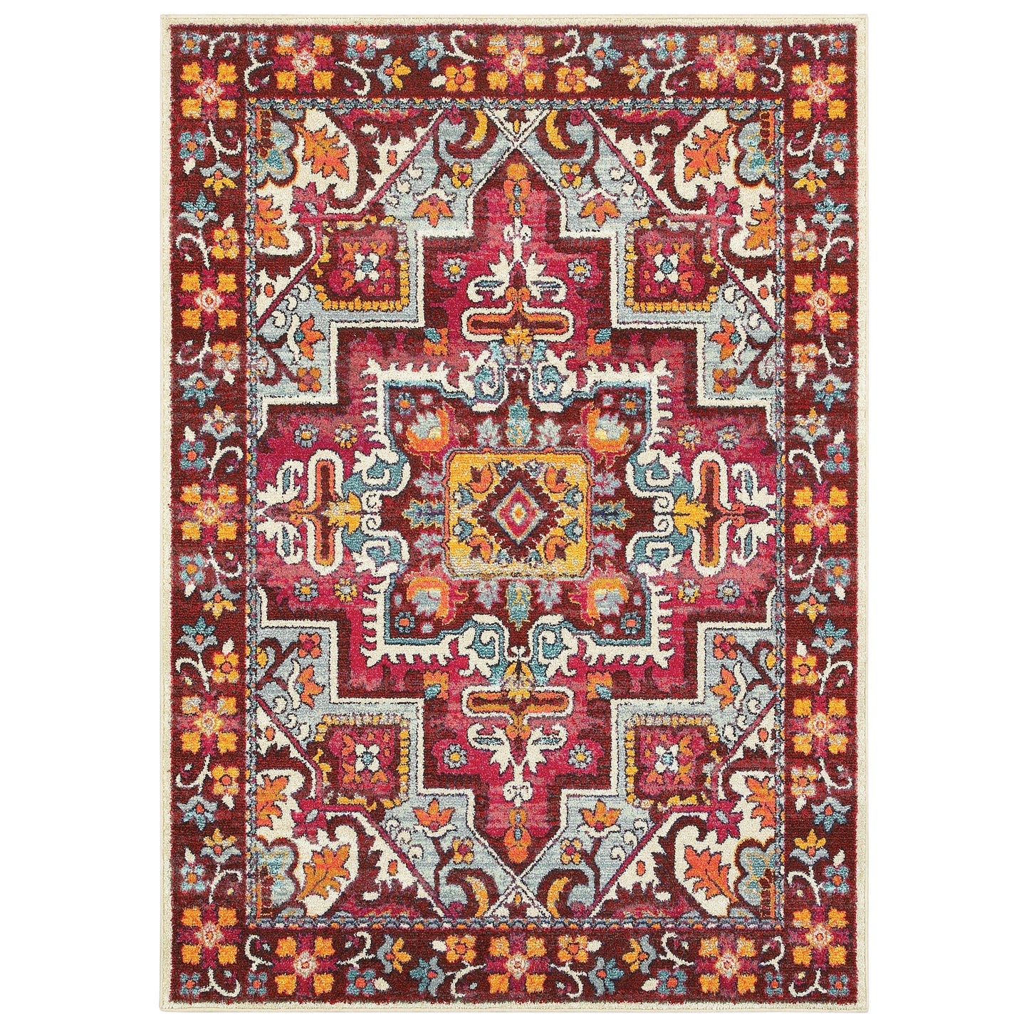 Bohemian Red Pink Bohemian Oriental Indoor Rug