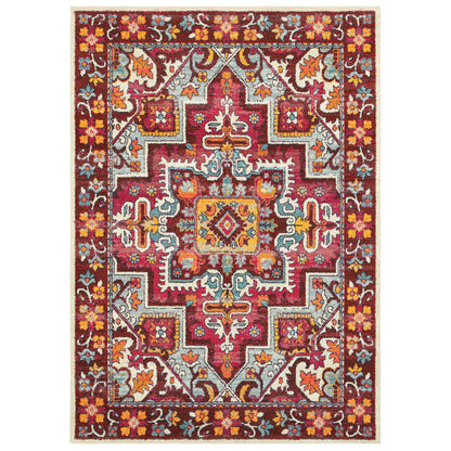 Bohemian Red Pink Bohemian Oriental Indoor Rug