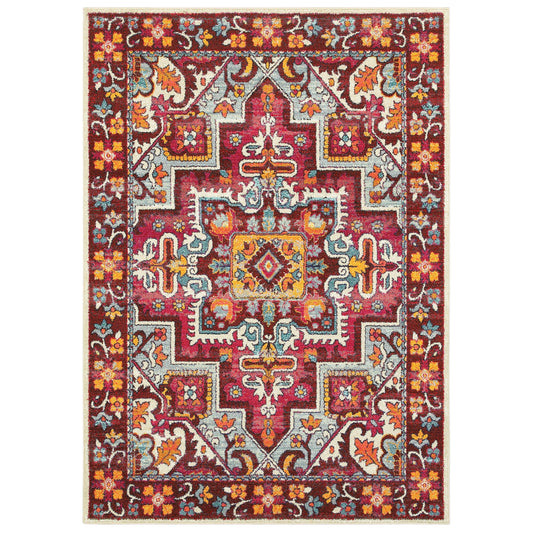 Bohemian Red Pink Bohemian Oriental Indoor Rug