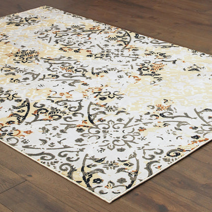 Bowen Grey Gold Transitional Floral Indoor Rug