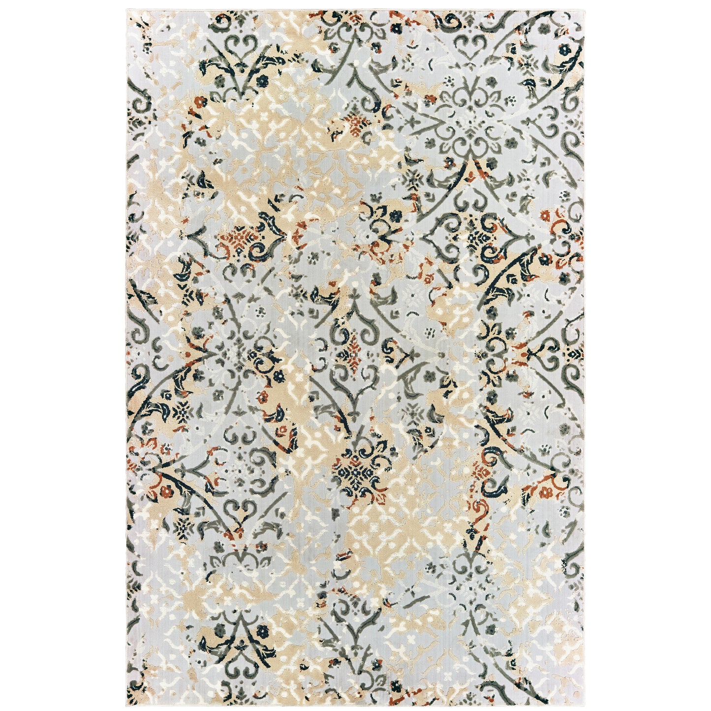 Bowen Grey Gold Transitional Floral Indoor Rug